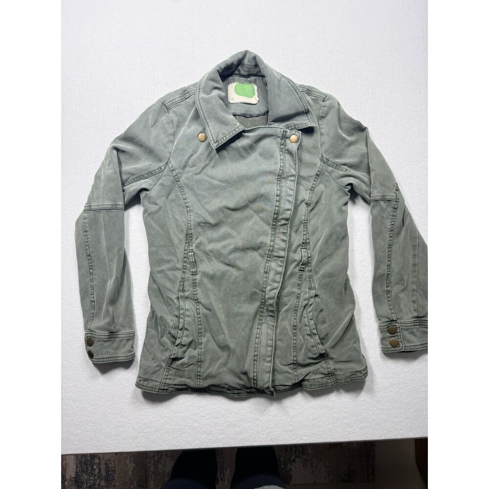 Anthropologie Utility Jacket Green Moto Military Style Cotton Blend Women’s S
